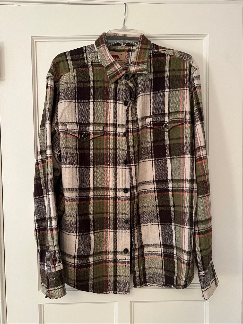 Men's Brown & Cream Plaid Button-Down Shirt - Casual Workwear